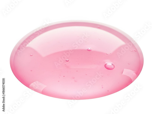 Vibrant pink liquid droplet on transparent background