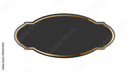 A dark gray oval shape with a golden border, perfect for labels, badges, or decorative elements