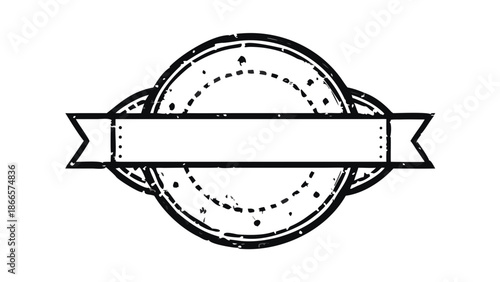 Classic circular emblem with banner and dotted circle border, vintage badge design template