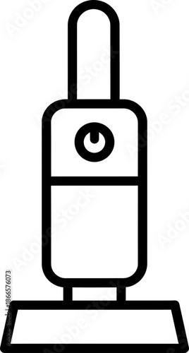 Upright vacuum cleaner icon for home cleaning and housework concept. Modern appliance symbol. Vector illustration