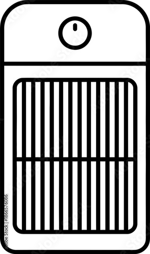 Air purifier or humidifier unit with a control dial. Climate control appliance. Line icon for app, web. flat style. Vector illustration