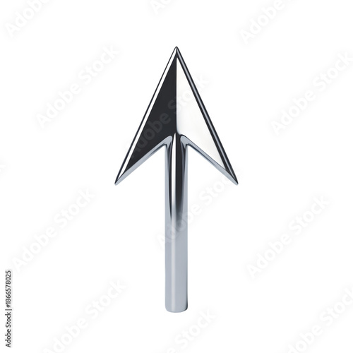 Sleek metallic arrow pointing upwards, symbolizing direction, progress, and achievement in business.
