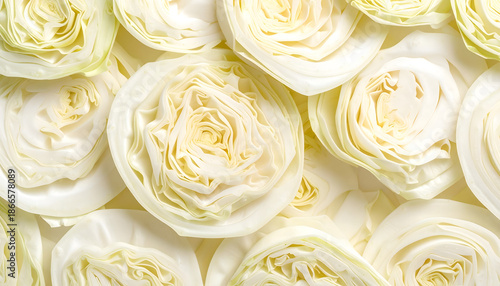 Fresh white cabbage slices background texture pattern