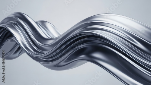 Abstract fluid iridescent holographic metalic shiny curved wave in motion colorful background 3d render. Gradient design element for backgrounds, banners, wallpapers, posters and covers.