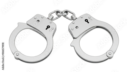 Police handcuffs isolated on transparent background