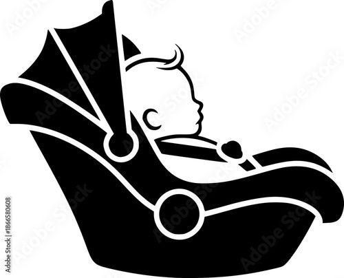 Car seat baby outline icon vector

