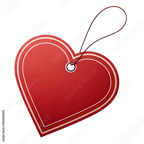 Heart-Shaped Price Tag, Valentine’s Day Concept, Isolated Object, No Background