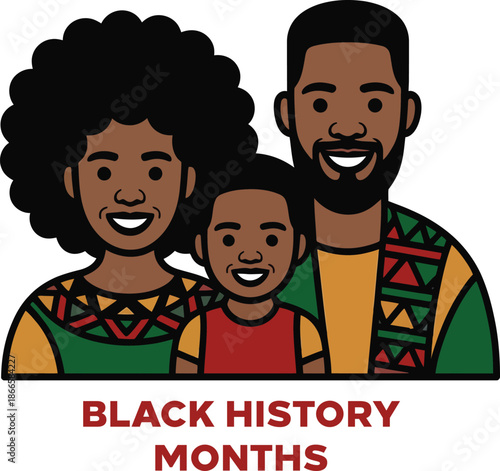Joyful african american family portrait with father, mother, and child, beautifully representing unity and heritage for black history month
