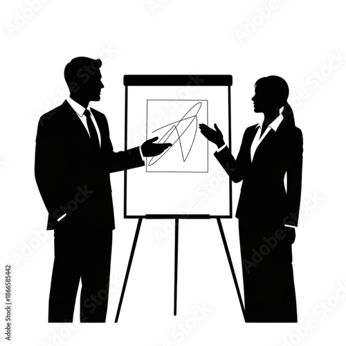 Business people discussing graph presentation Isolated On Transparent Background.