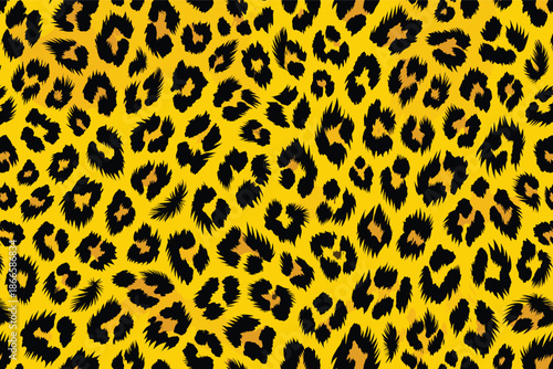 Vibrant African leopard print pattern showcasing abstract animal fur and skin texture on a bright yellow background