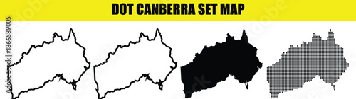 set of silhouette vector silhouette of the dot map of Canberra
