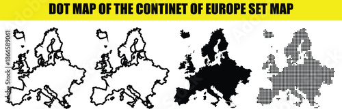 set of silhouette vector dot map of Europe