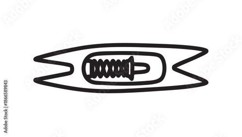 A simple black and white illustration of a clothespin on a white background