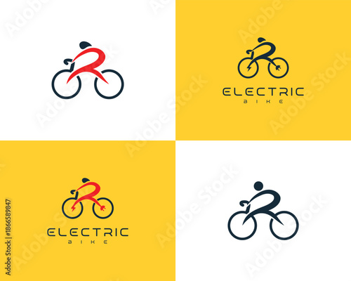 Modern ecological bike and bicycle  logo design vector illustration set.