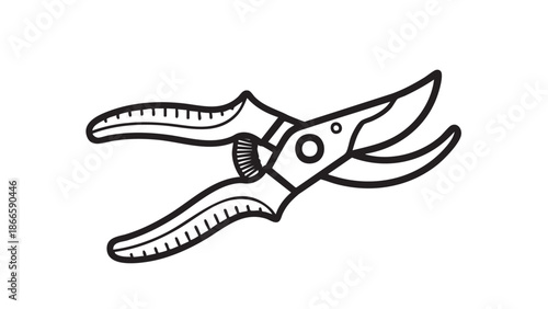 Pruning shears illustration on a white background viewed from the side