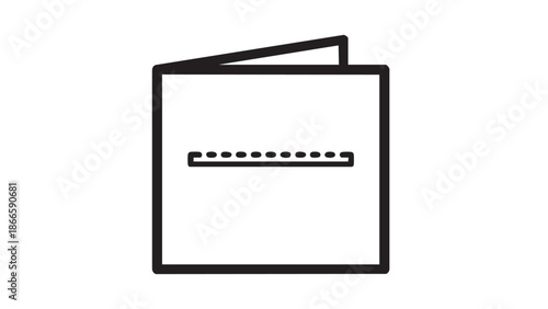 A simple black and white document icon is viewed from the front