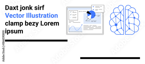Technology, AI development, data analysis, innovation, machine learning, neural networks. Chart and neural network elements connected to data insights . Technology and AI development