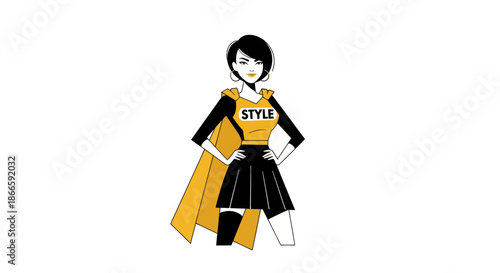 Woman superhero in action illustration for conceptual design