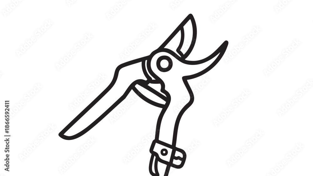Fototapeta premium A simple line drawing of pruning shears against a plain white background