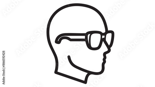 A person wearing sunglasses is depicted in a simple illustration.