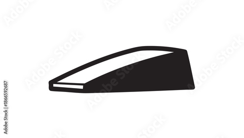 A sleek black car part is illustrated against a white background from a side viewpoint