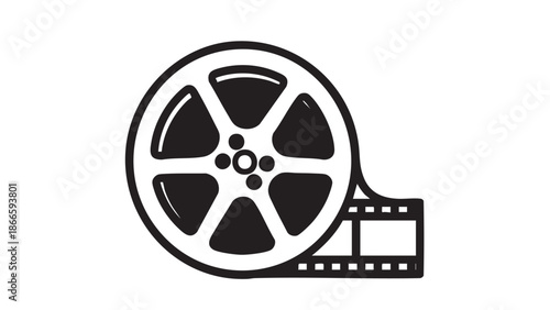 Film reel and strip illustration on white background