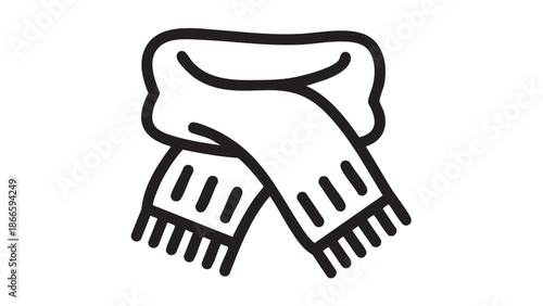 A simple black and white illustration of a scarf wrapped around a person's neck