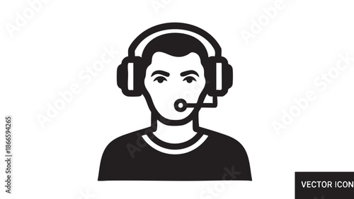 A person wearing a headset with a microphone is engaged in a call or communication