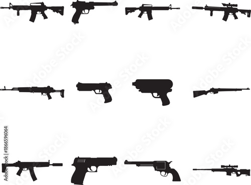 Gun Silhouette on White Background