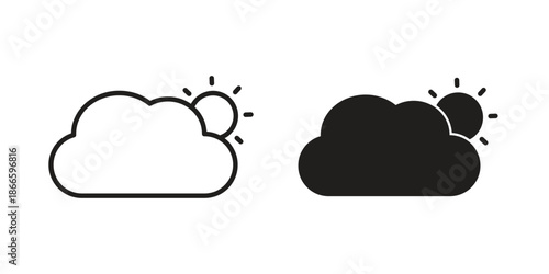 Partially cloudy icons or logo isolated sign symbol vector illustration - high quality black style vector icons