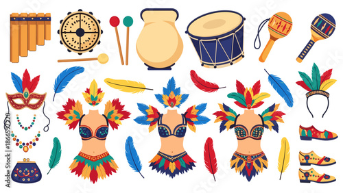 Vibrant carnival mask and costume accessories