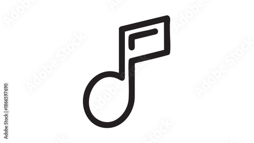 A black musical note symbol on a white background viewed from directly above