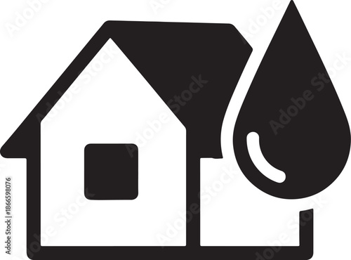 Black and white of a house with a Wi- Fi signal symbol on the roof also transparent background home Wi-Fi