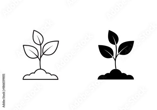 Plant Sprout Icon Set – Growth and Eco Nature Symbols