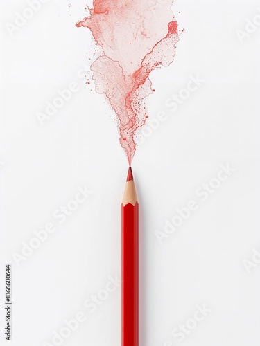 A red colored pencil draws a vibrant, expressive red line across a clean white surface. This minimalist image highlights creativity, precision, and the concept of making a mark.