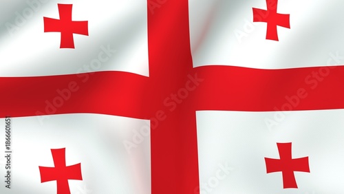 Cuadro en lienzo National flag of Georgia with five red crosses waving in the wind 3d illustratio
