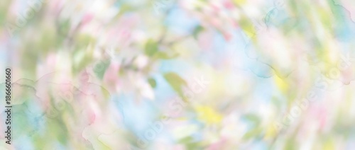 Abstract pastel watercolor background with soft spring floral colors