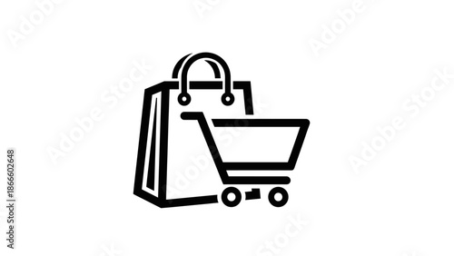 Shopping Bag and Cart Icon for E-commerce and Retail