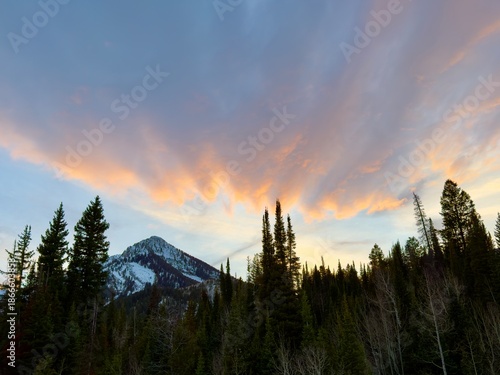 Winter sunset in the mountains