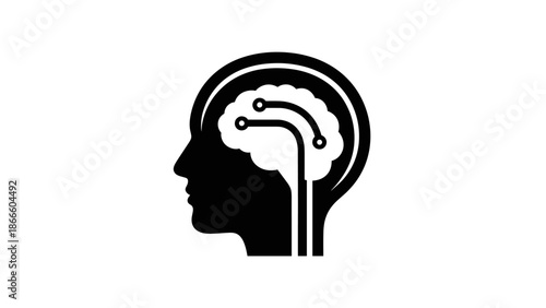 AI Technology Brain Head Profile Icon