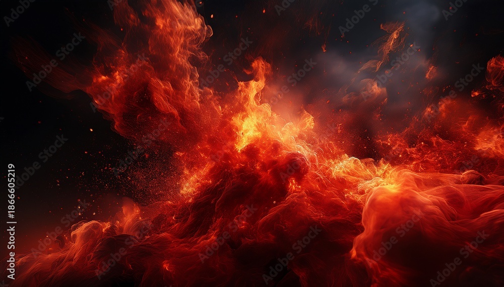 Fototapeta premium cinematic fire red particles texture explosion flames smoke