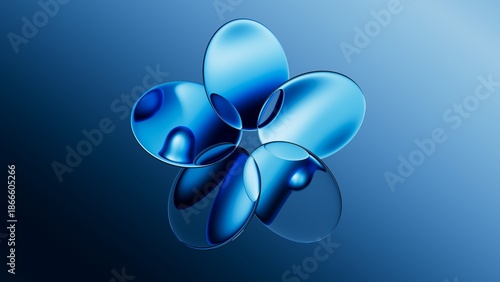3d rendering. Abstract futuristic abstract background featuring blue lenses. Modern aesthetic concept, in shades of blue