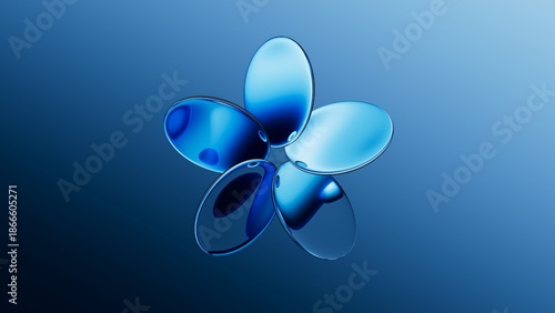 Obraz na plátně 3d rendered round glass shapes with a reflective surface, arranged in shape of a flower, floating on air