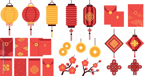 Chinese new year decorations and symbols