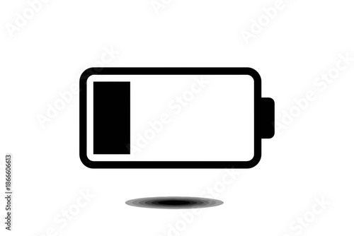 A minimalist vector graphic of a low battery icon with a flat design and silhouette style
