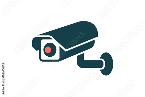 A modern security camera icon in a flat design style with a white background