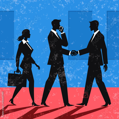 Business professionals networking and communicating in modern office setting