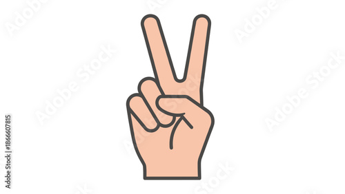 Peace Sign Hand Gesture Victory V-Sign Symbol - Two Fingers Up Icon.
