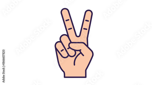 Peace Sign Hand Gesture Icon - Victory Symbol Positive V Sign Flat Design.