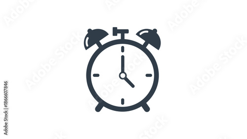 Alarm Clock Icon Time Management Wake Up Deadline Reminder Symbol.